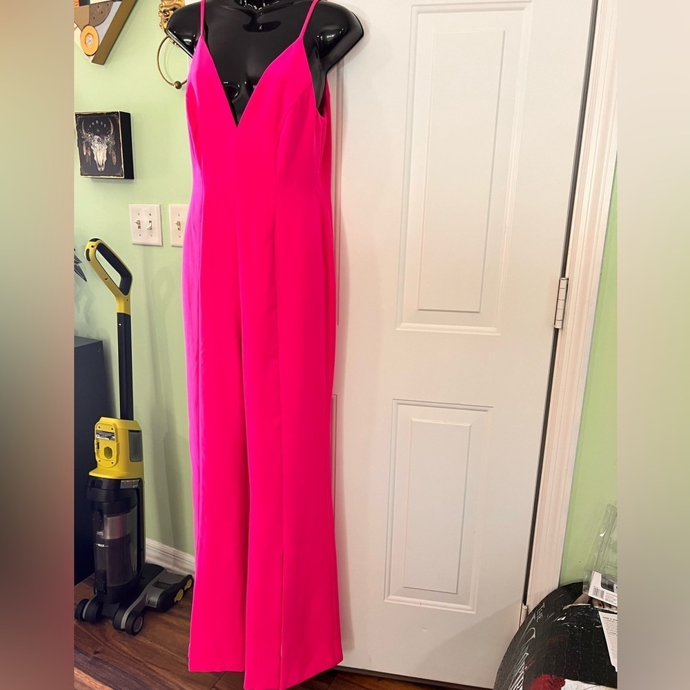 Lovers + Friends Hot Pink V-Neck Wide-Leg Jumpsuit
